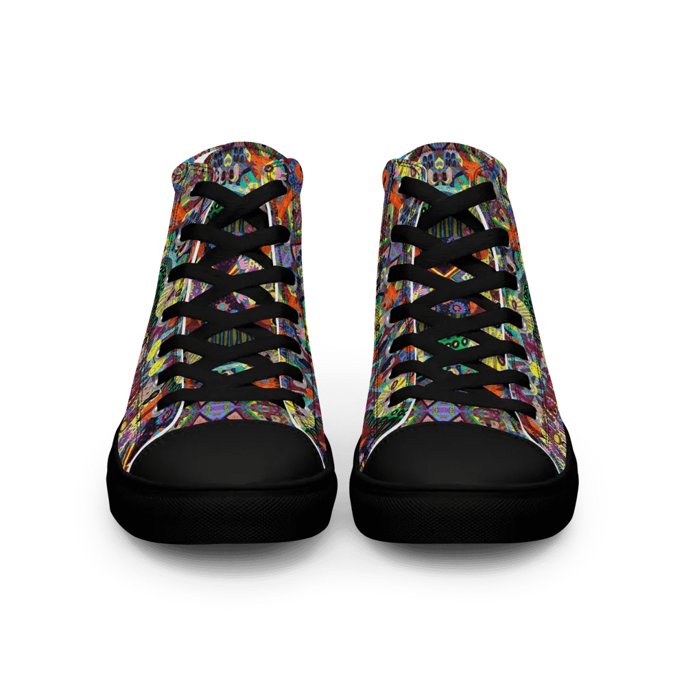 Abstract Doodle Art Animals Ladies High Top Canvas Shoes product image (6)