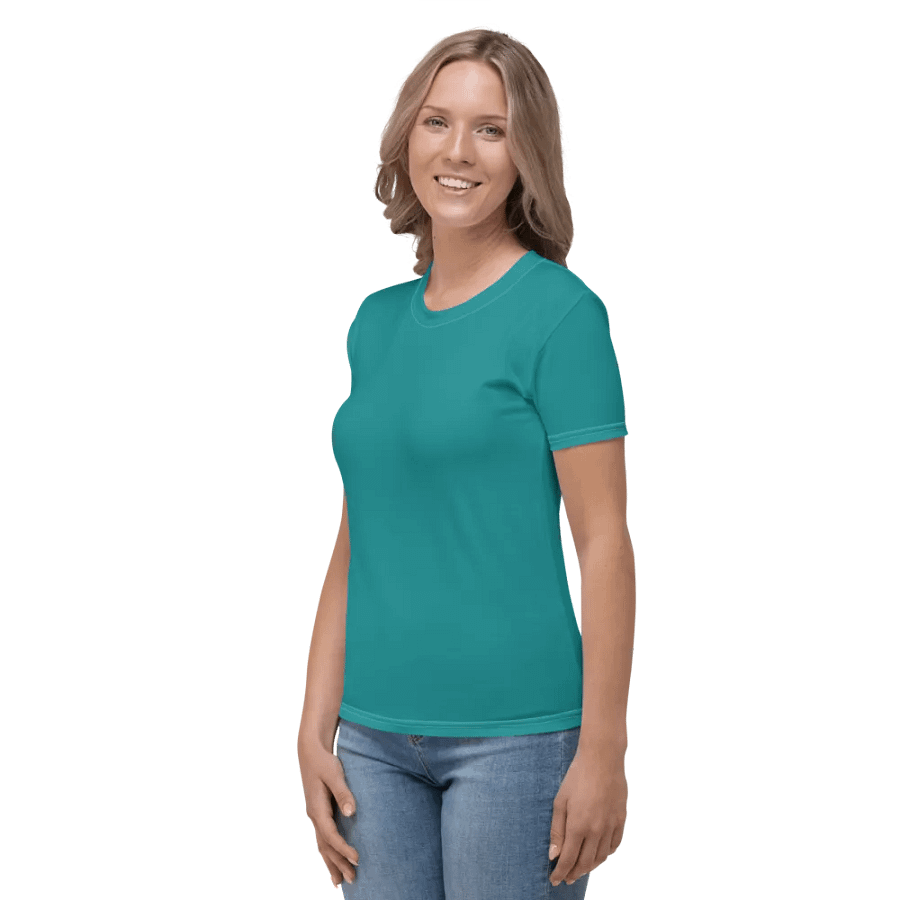 Plain Teal Green Light Summer Women's Crewneck Polyester Heavyweight Premium T-Shirt by Treasure Pie product image (3)