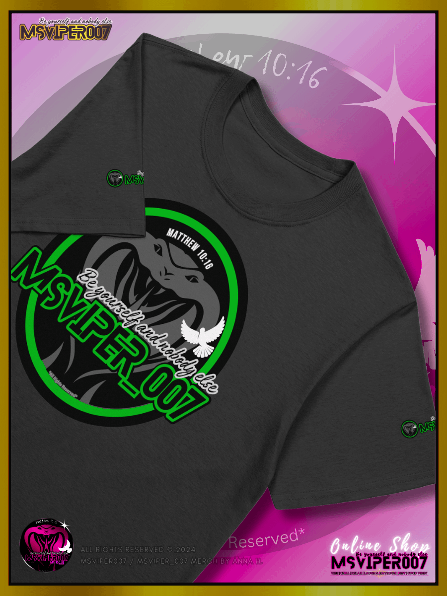 T-Shirt - "MsViper_007™ Brand Classic [green/blk emblem] Support&Sport" - Streetwear/Cozy Lightweight T-Shirt By Anna H. product image (3)