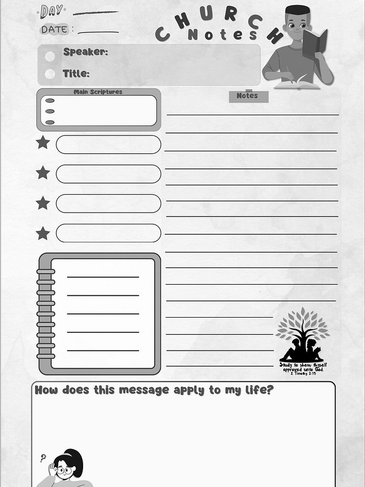 Sermon Notes Journal. 52-Week Youth Interactive Church Notebook product image (2)