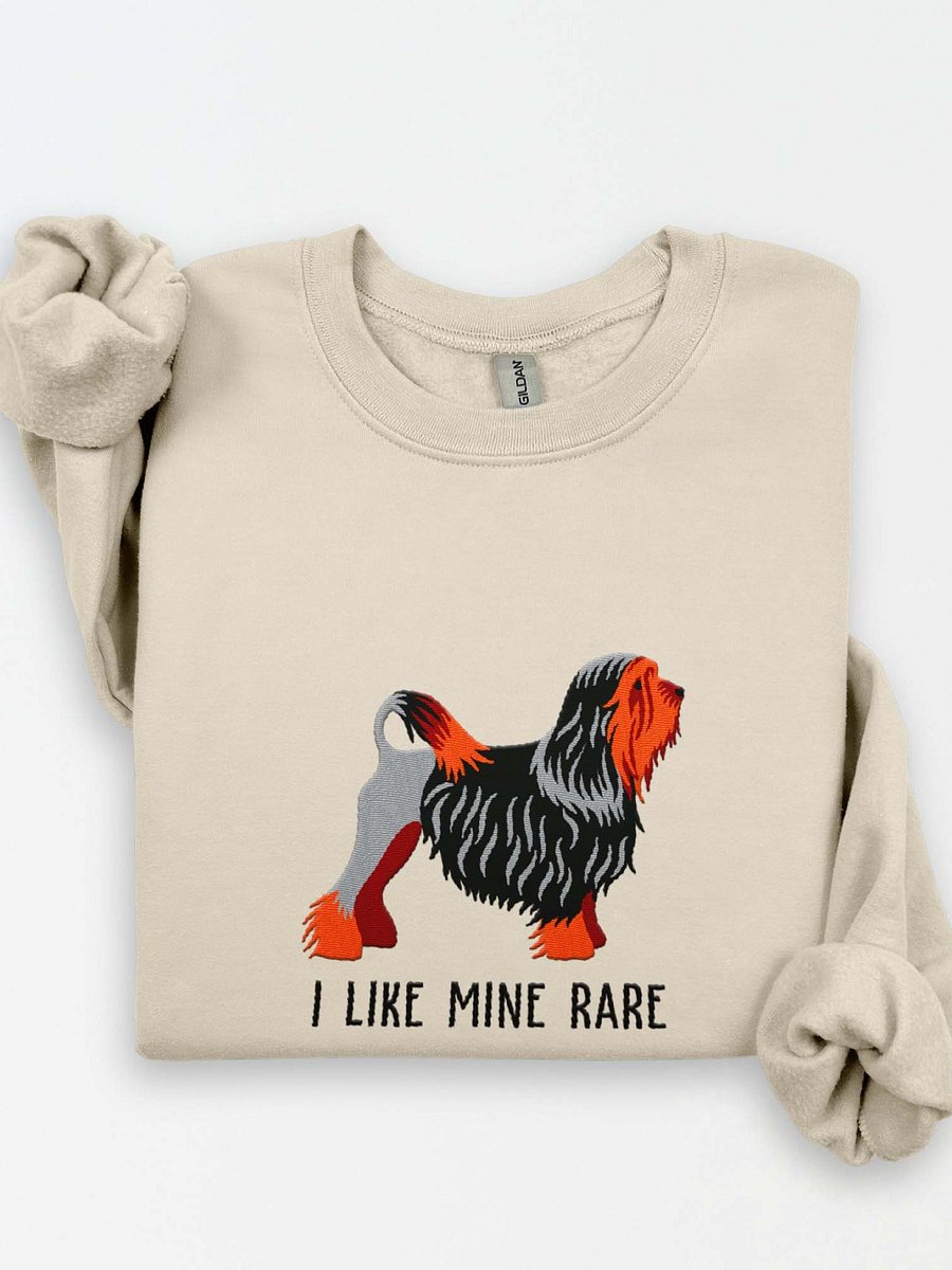 I Like Mine Rare Sweatshirt (Embroidered) of a Löwchen(Black & Tan) product image (1)