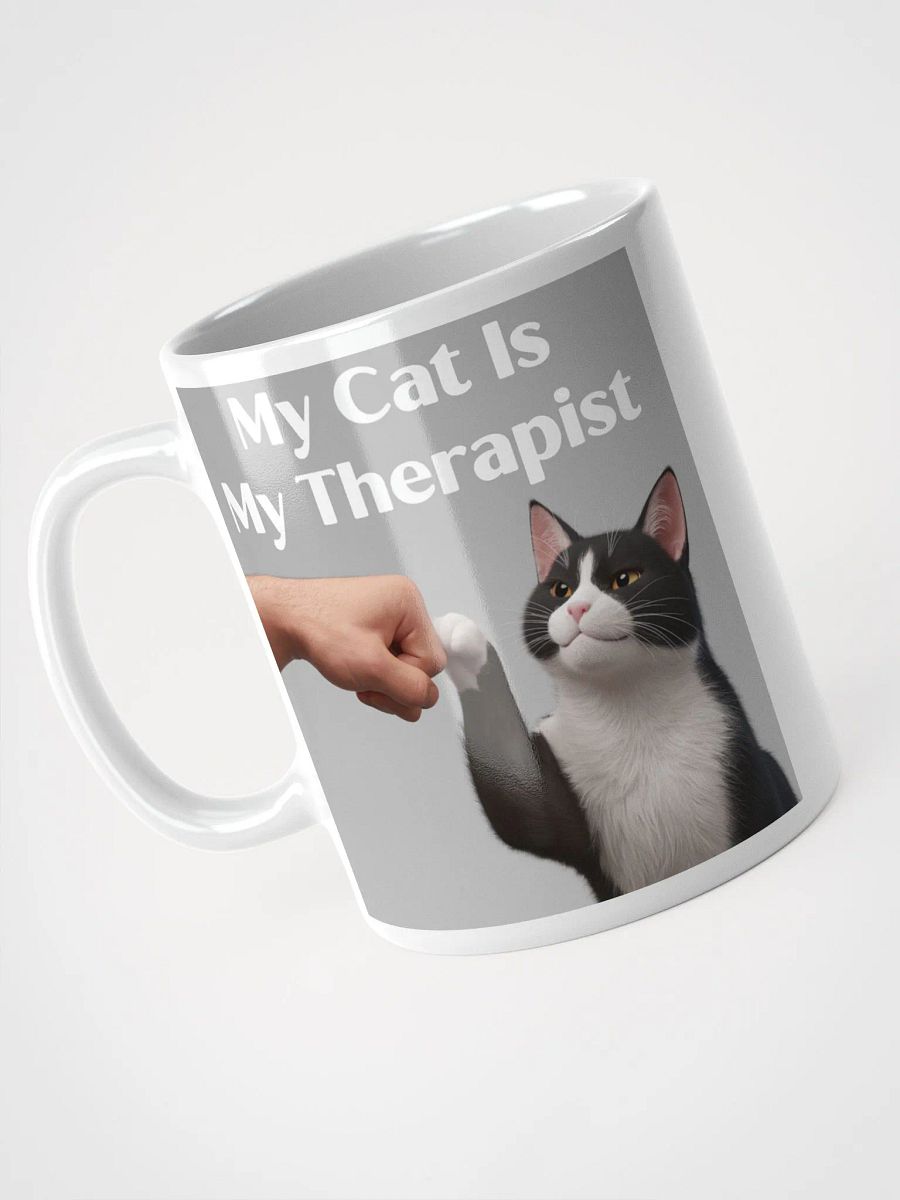 'MY CAT IS MY THERAPIST' Fist Bump #Statement Glossy Mug - White product image (3)