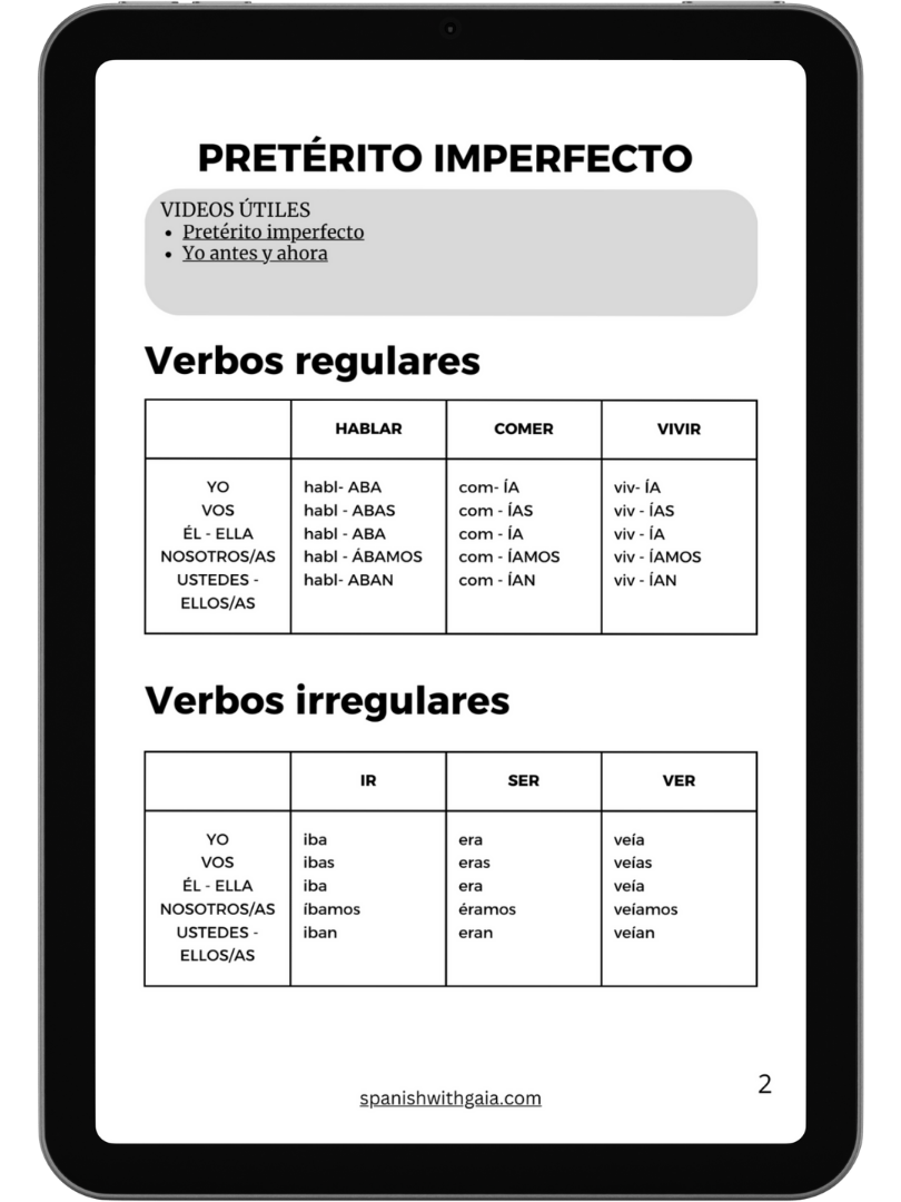 PRETÉRITO IMPERFECTO con soluciones product image (1)