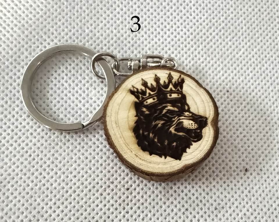 Engraved Wood Slice Keychains | Fantasy, Rose & Snake Designs | Nature-Inspired Gift product image (3)