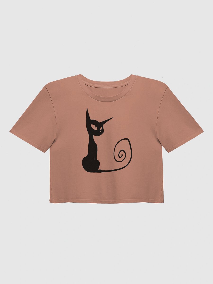 Y2K Aesthetic Black Cat Crop Top Tee - Cute Edgy Baby Tee product image (3)