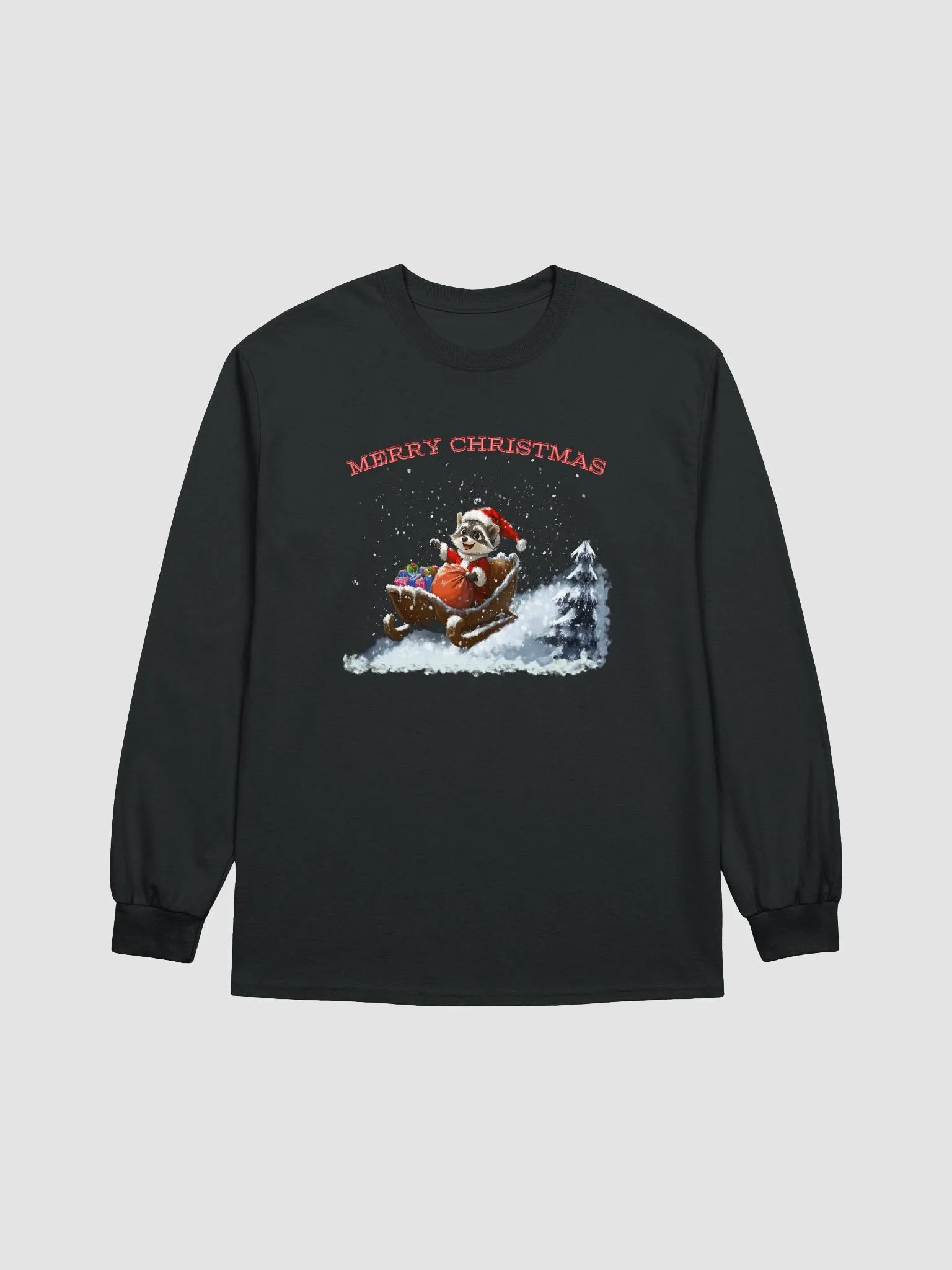 Santa Raccoon Christmas Long Sleeve Tee product image (2)