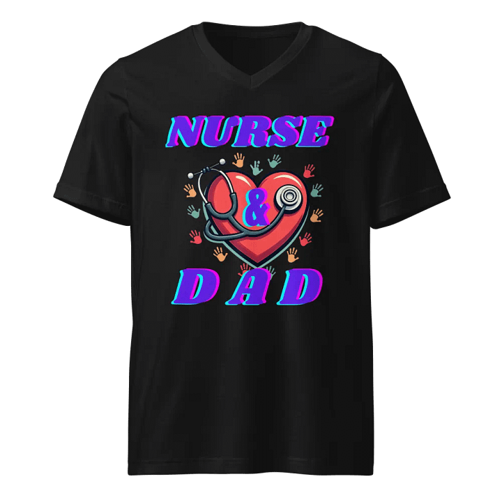 Nurse & Dad Heart Stethoscope v-neck Tee product image (1)