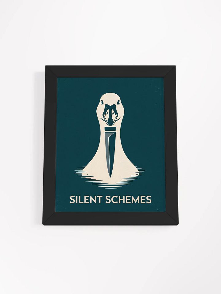 Silent Schemes Goose Knife Framed Print | Humorous Animal Wall Art product image (1)