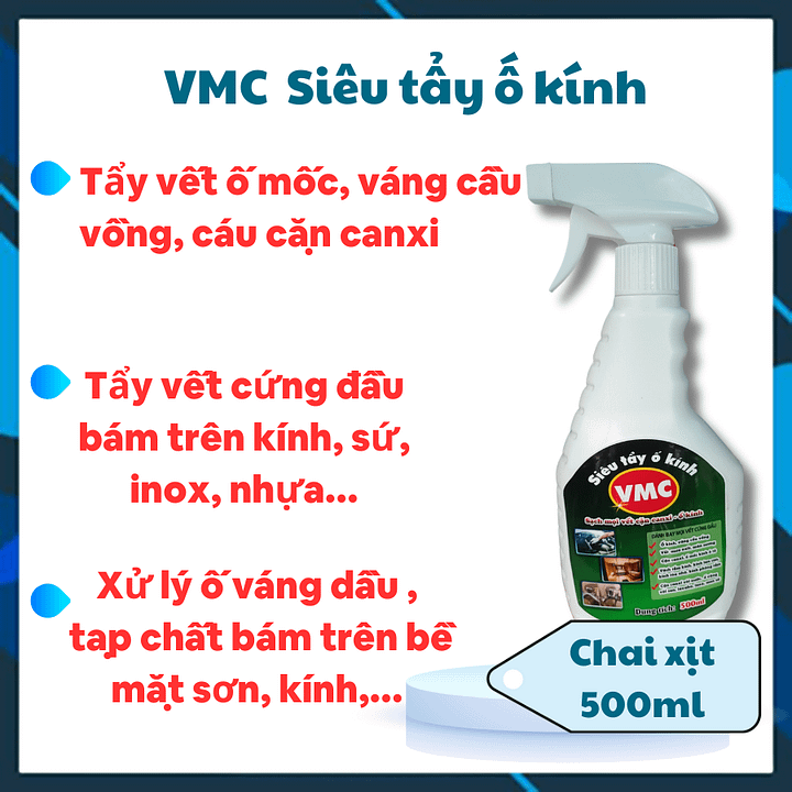 VMC Siêu tẩy ố kính Tẩy ố mốc kính, ố 7 màu chai 500ml product image (1)