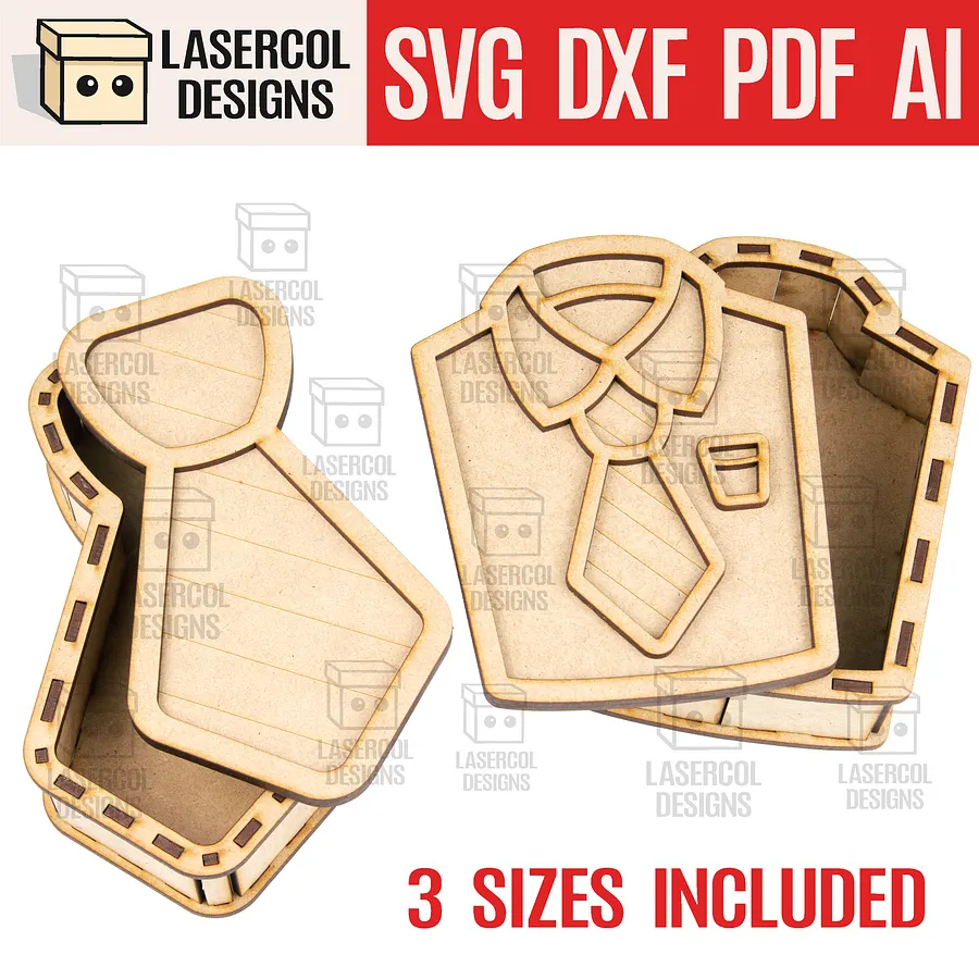 Shirt and Tie Father's Day Gift Boxes (3 Sizes) - Laser Cut Files product image (1)