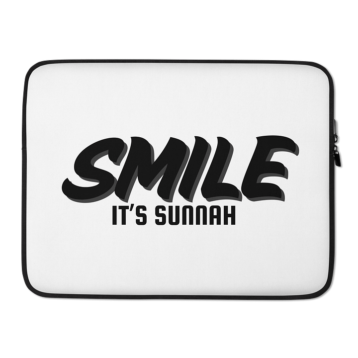 White "Smile It's Sunnah" Laptop Sleeve in Black product image (2)
