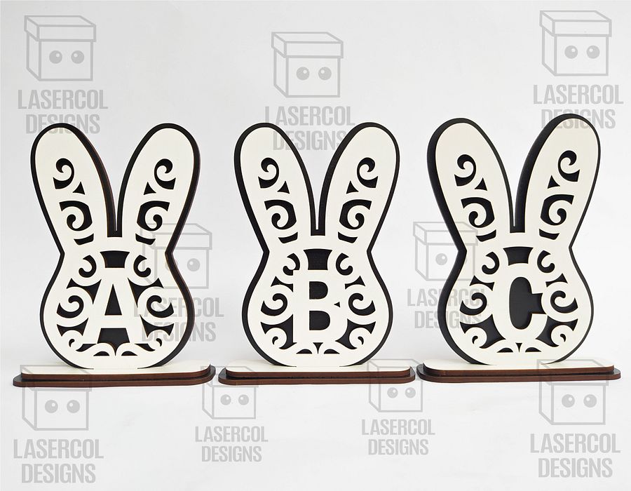 Easter Bunny Monogram Set 3 (3 Sizes) - Laser Cut Files product image (5)