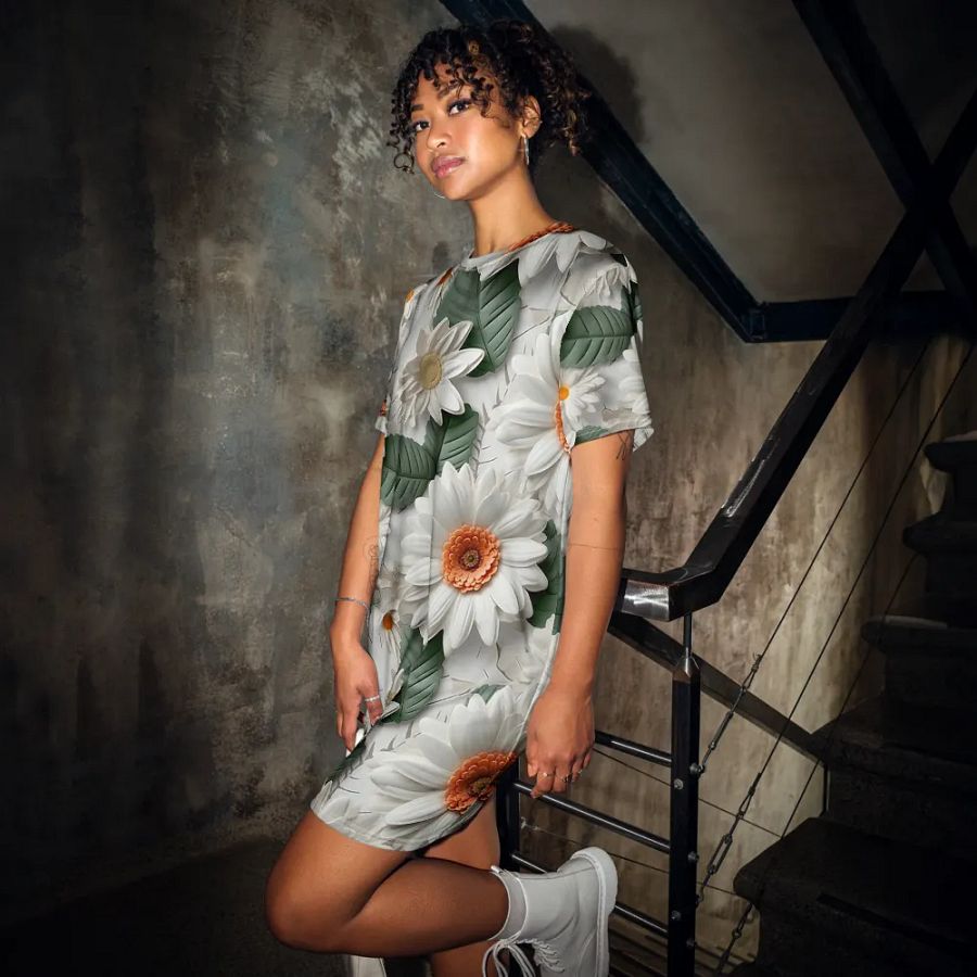 3D-Ditsy-Flowers-Seamless-Patterns T-shirt Dress - V13 product image (3)