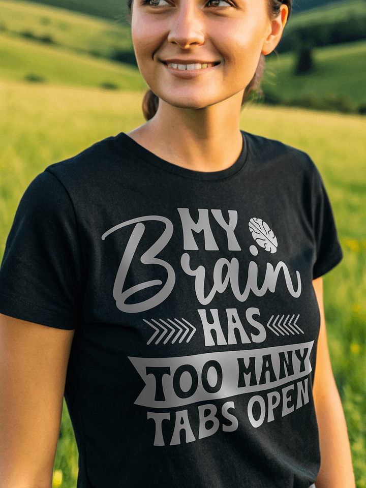My Brain Has Too Many Tabs Open Women's Black T-Shirt product image (1)
