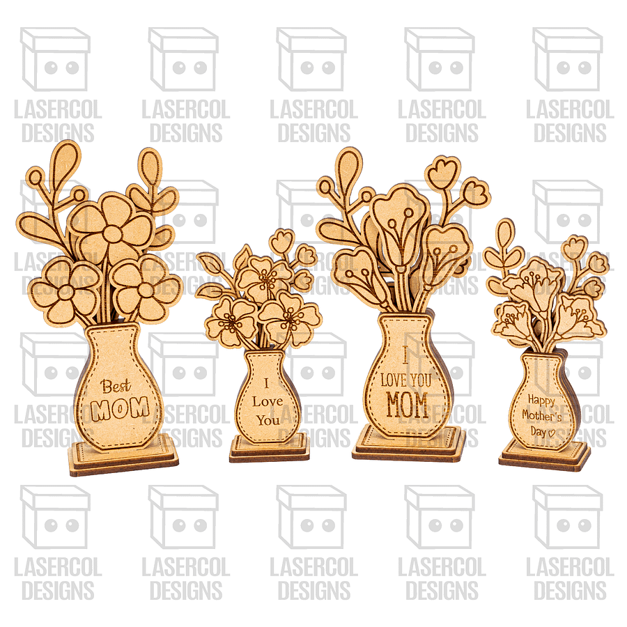 Mother's Day Flowers (2 Sizes, 4 Styles) - Laser Cut Files product image (10)