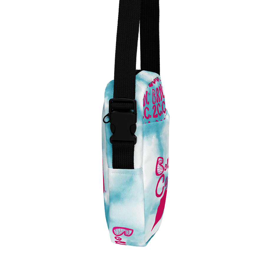 BOURNE to Cape Cod™ | Crossbody Bag | BRN.2C.C.™ | Utility On-the-Go | Coastal Cool Meets Everyday Carry | Pink Logos on Blue Tie-Dye🌊🎒 product image (4)