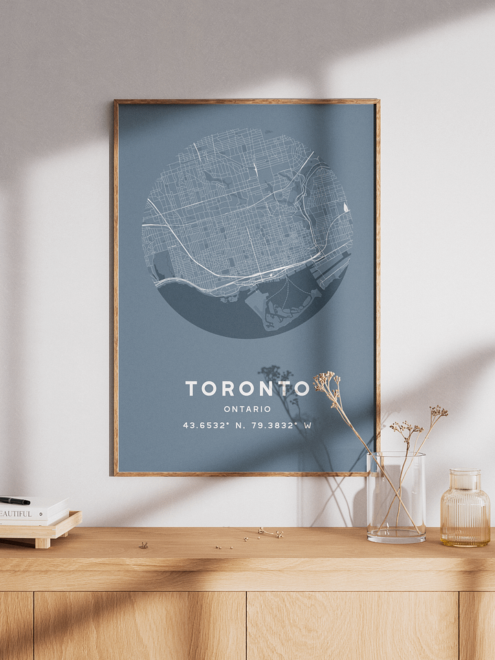 Toronto Street Map Poster – Blue Minimalist Circular City Art product image (1)