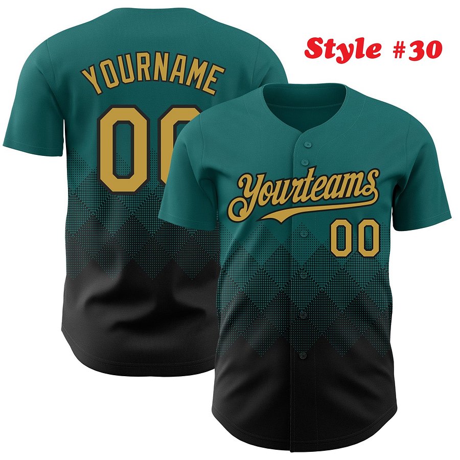 Authentic Baseball Jersey, Custom Baseball Jersey, Personalized Sport Jersey, Colorful, Number, 3D Gradient Square Shape product image (187)