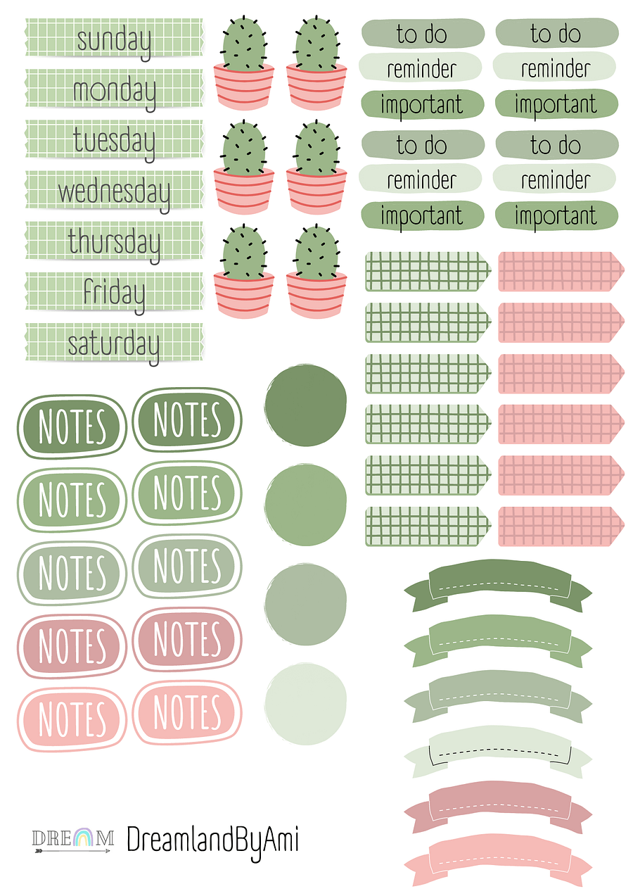 Planner Printable Digital Stickers Pack Cactus theme product image (1)