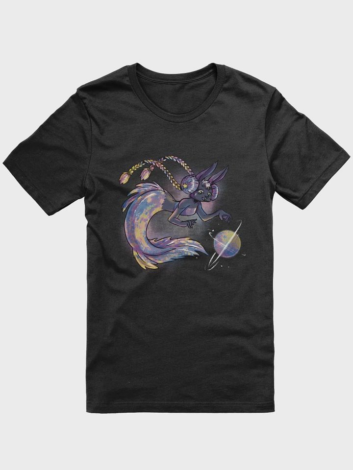 Neon Rabbit Mermaid Reaching for a Planet T-Shirt – Fantasy Illustration Tee product image (2)