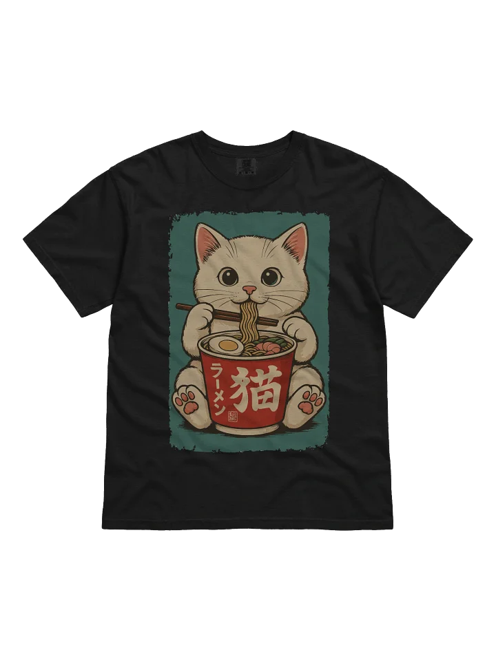 Kawaii White Cat Eating Ramen Vintage Japanese Style T-shirt product image (10)