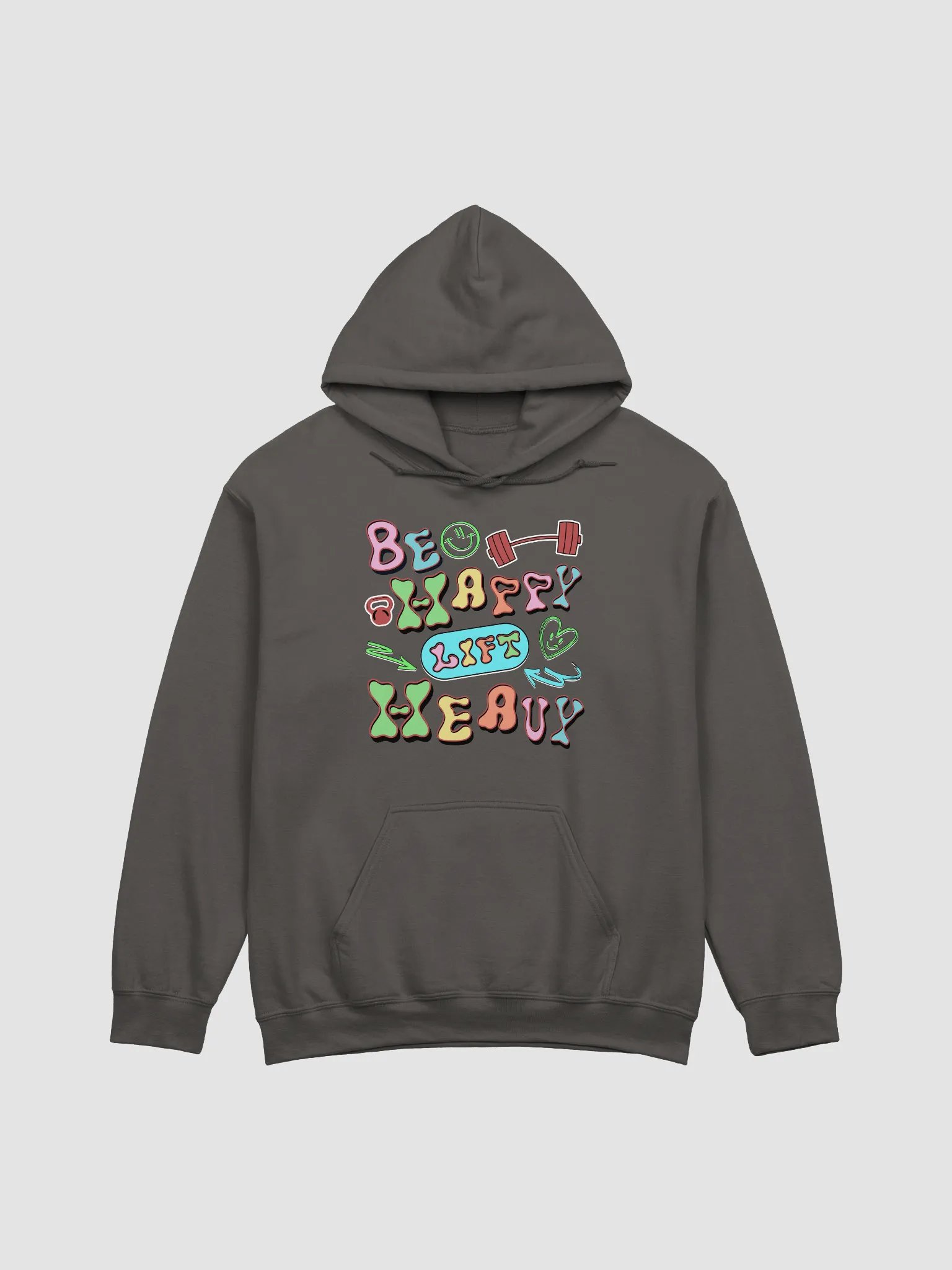 Be Happy Lift Heavy Weightlifting Whimsical Strength Hoodie product image (4)