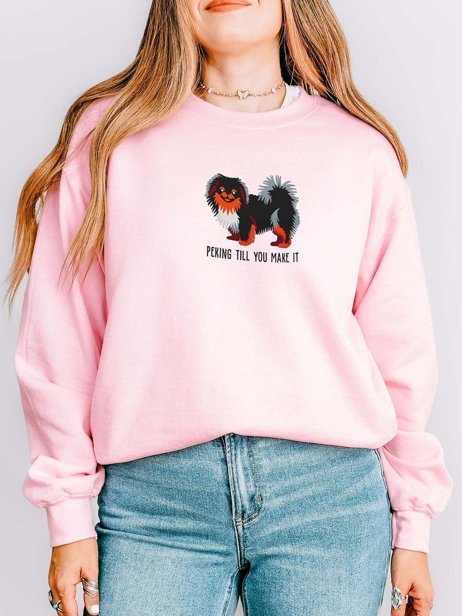 Peking Till You Make It Sweatshirt (Embroidered) of a Pekingese(Black & Tan) product image (2)