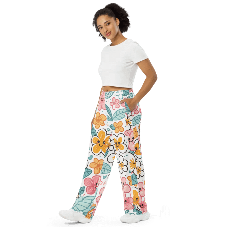 Cheerful Blooms Unisex Wide-Leg Pants product image (10)