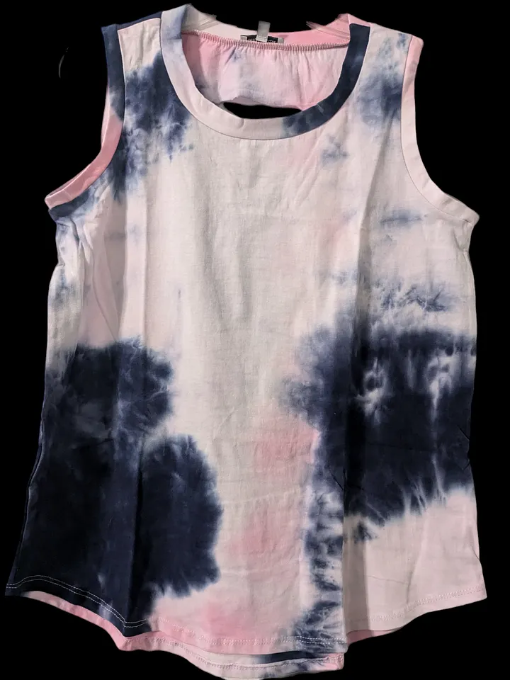 S Dark Blue and Pink Slashed Back Tank Top product image (1)