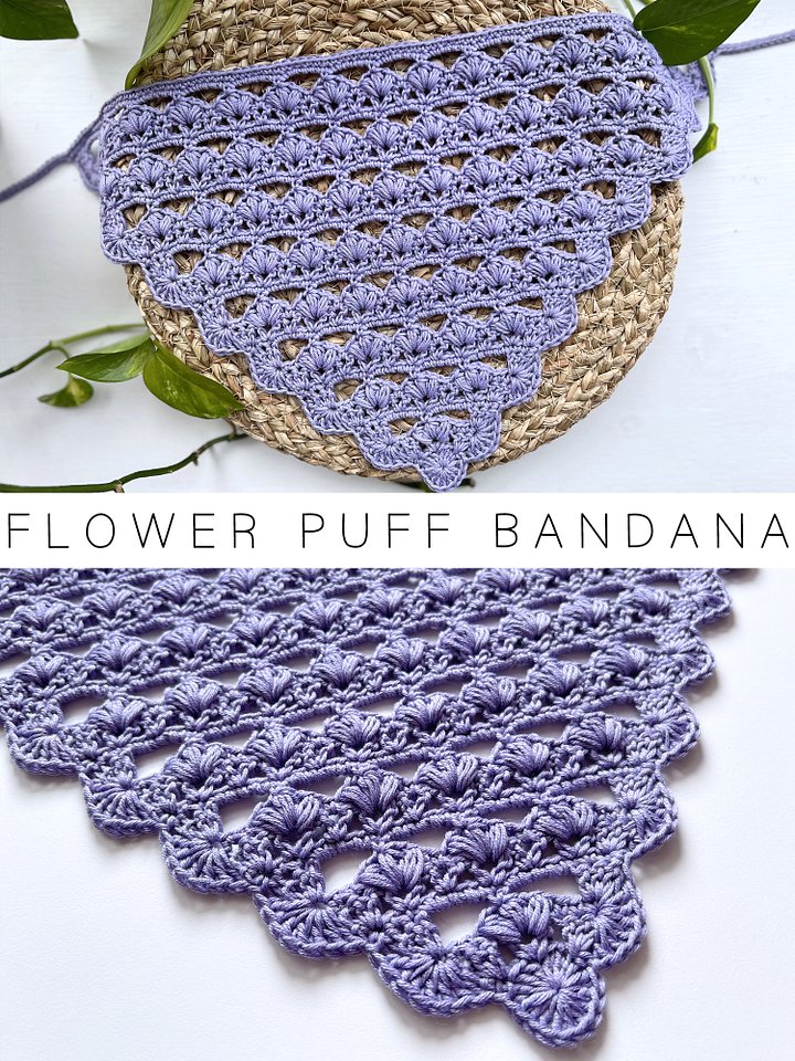 Crochet Pattern: Flower Puff Bandana V1 product image (1)