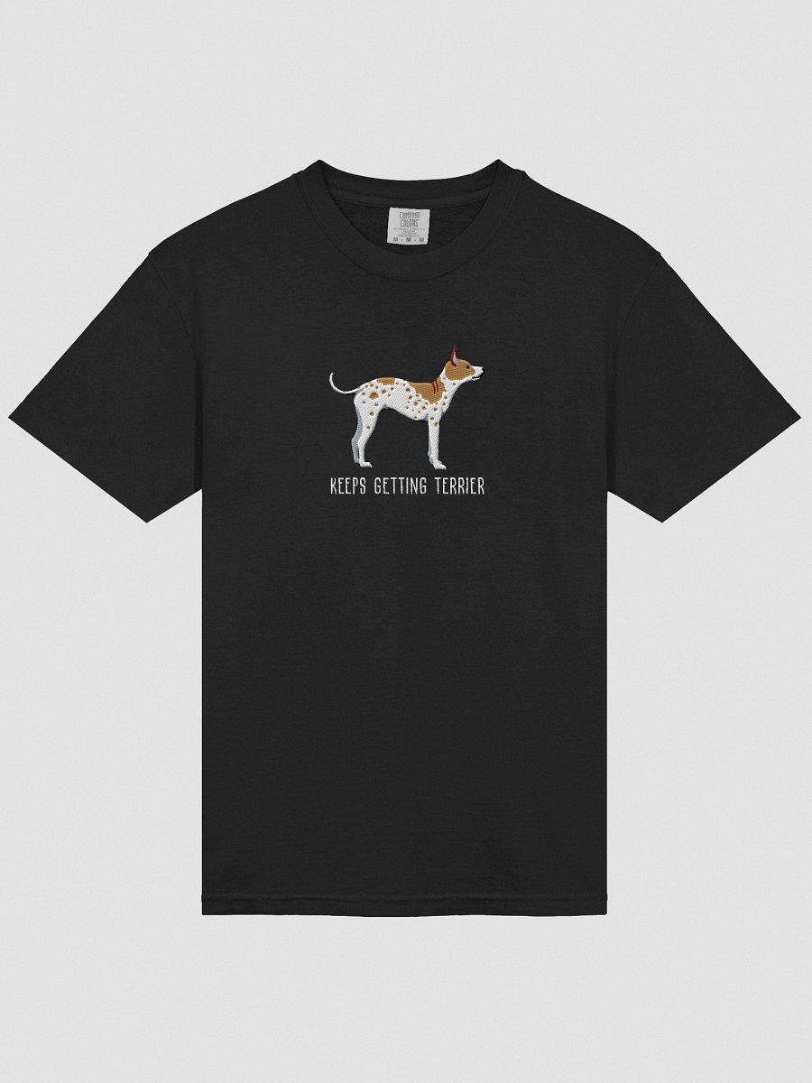 Keeps Getting Terrier T-Shirt(Embroidered) of an American Hairless Terrier(Brown & White) product image (15)