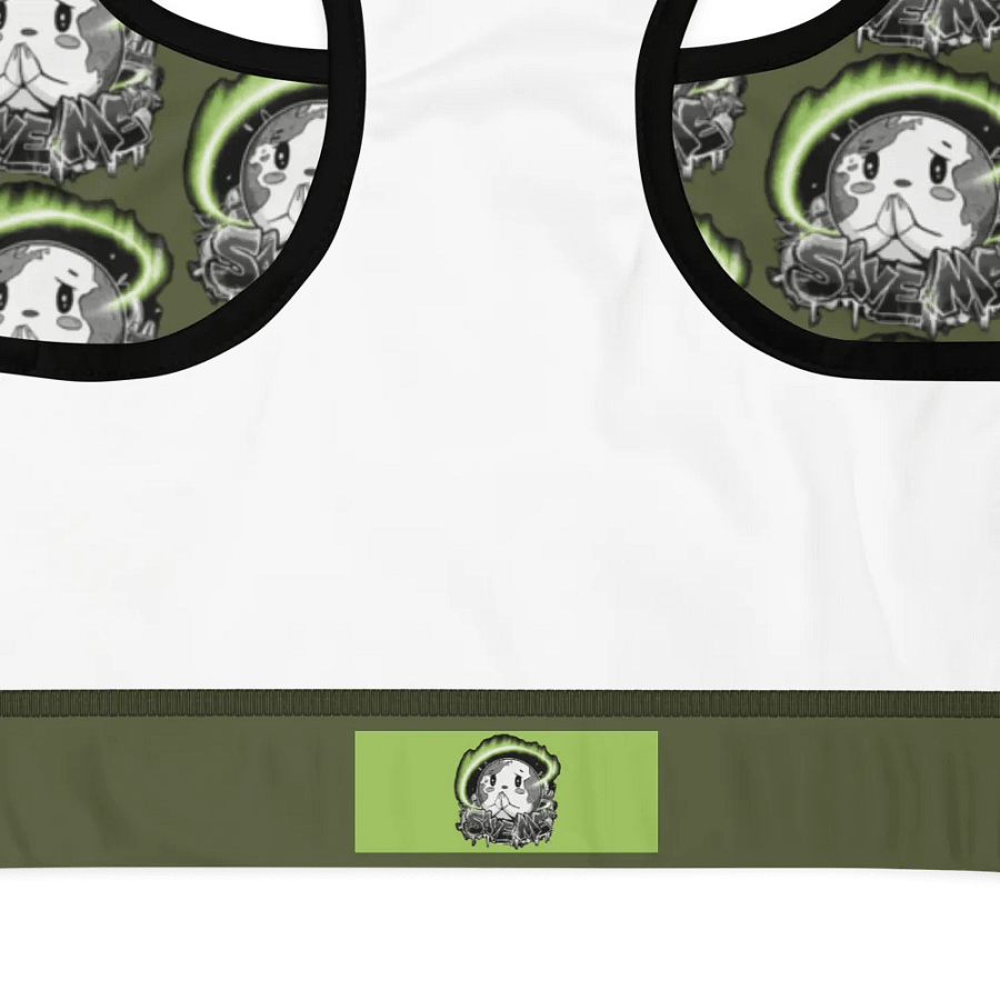 Save Me: A Plea from Planet Earth All-Over Print Padded Saratoga Sports Bra 🌍 product image (12)
