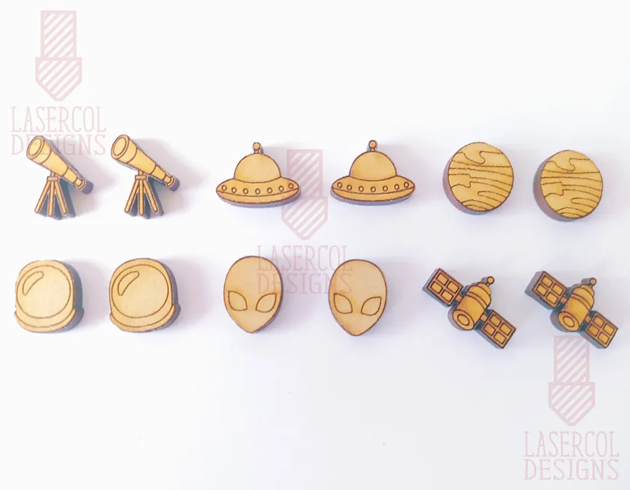 Space Cut Outs and Stud Earrings - Laser Cut Files product image (6)