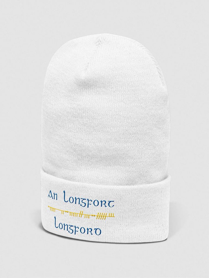 Longford/An Longfort Scholastic style Ogham Ogham, blue and gold, embroidered Cuffed Beanie product image (31)