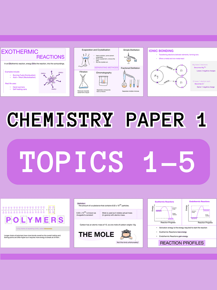 AQA GCSE Chemistry Paper 1 Revision Notes (35 Pages) | Revision Made Easy product image (1)