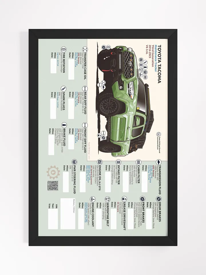 3rd Gen Maintenance Tracker v1.1 - Lime (Framed) product image (2)
