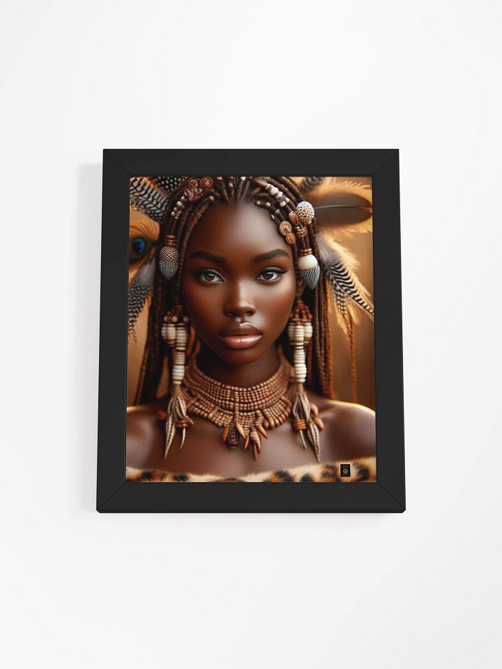 Shona Princess with Quail and Guinea Fowl Feathered Crown-Portrait -Eco-Friendly Ayous Wood Art Frame product image (5)