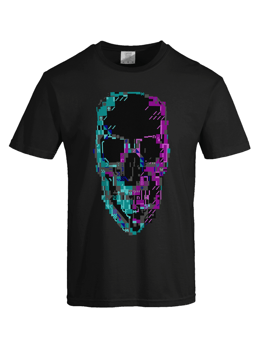 Cyberpunk ASCII Glitch Skull T-Shirt product image (44)