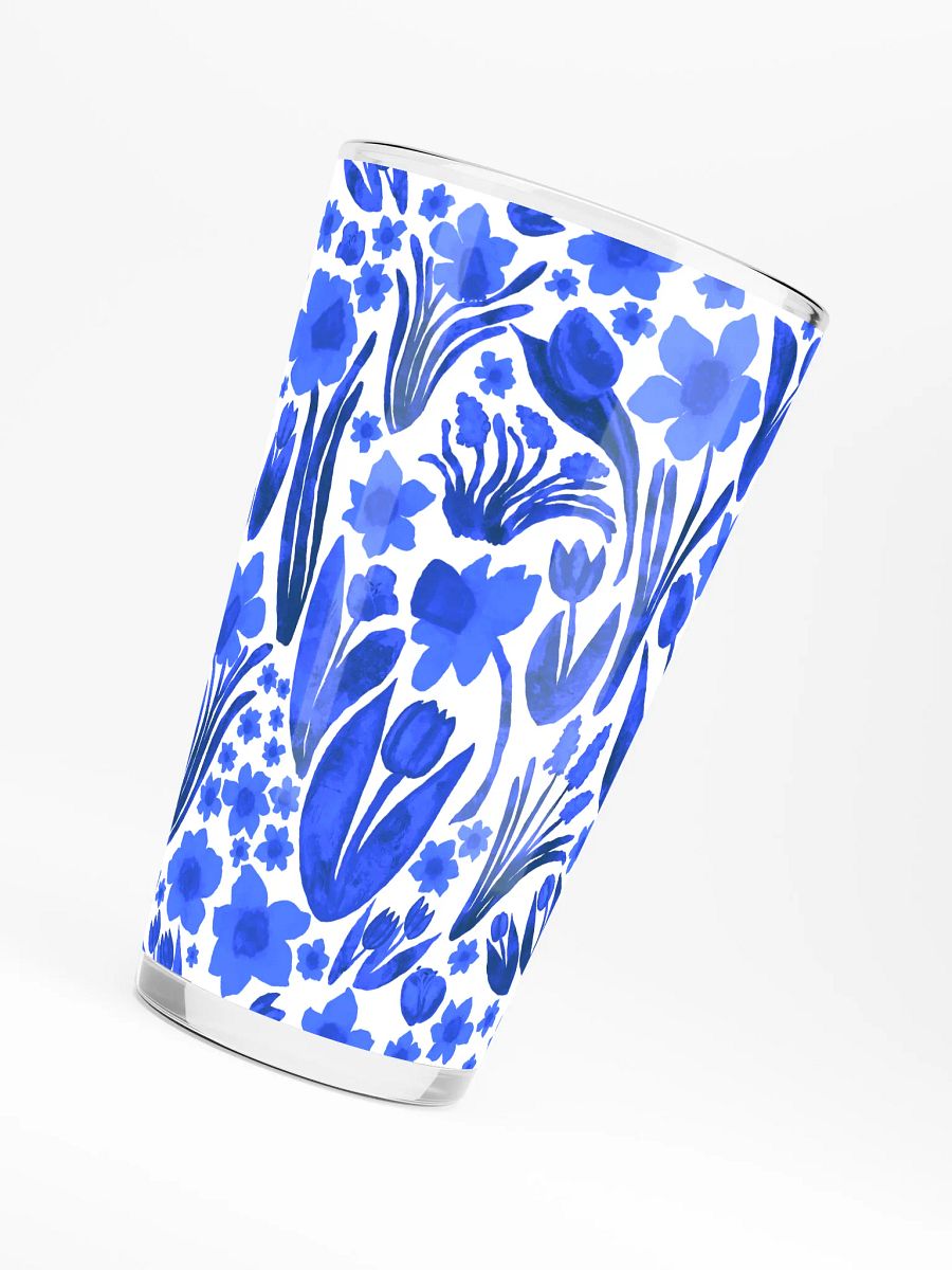 Spring Garden | Royal Blue on White | Shaker Pint Glass by Monique Faella Designs™ Sip in Full Bloom 🌼🍹💙 product image (6)