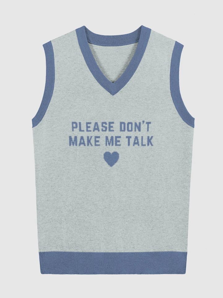 PLEASE DON'T MAKE ME TALK (duotone blue) knitwear vest product image (3)