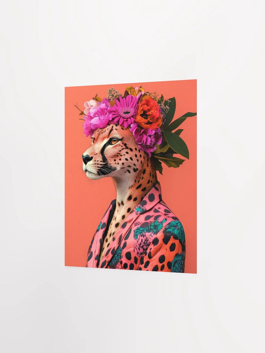 Cheetah Wearing Floral Wreath and Funky Jacket Animal Fashion Art Print product image (29)