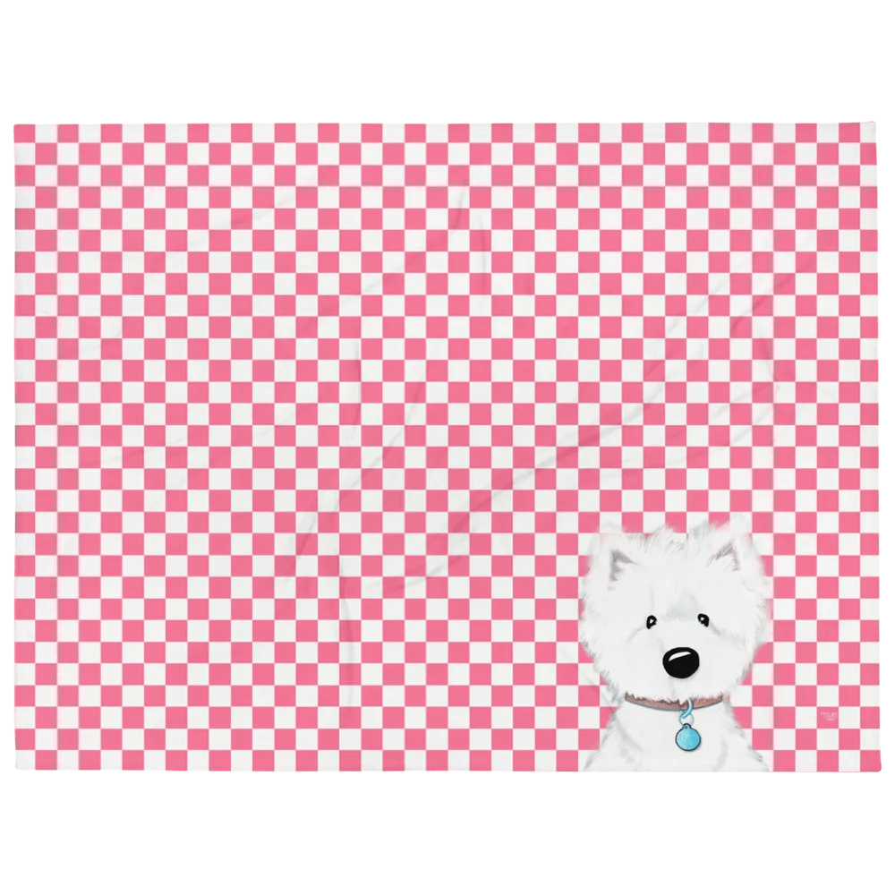 KiniArt Westie Checkered Throw Blanket product image (1)