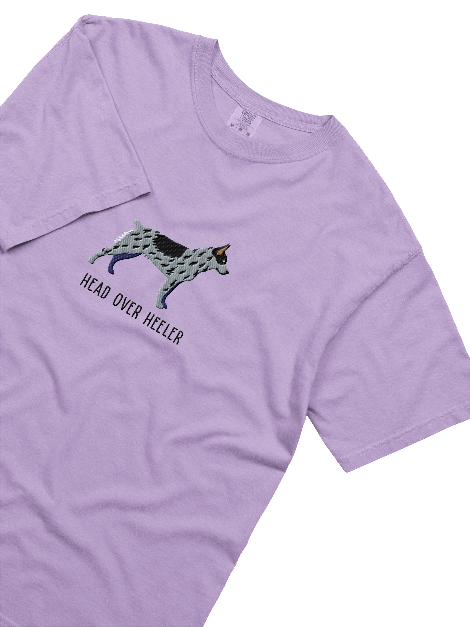 Head Over Heeler T-Shirt(Embroidered) of an Australian Cattle Dog(Blue Heeler, Docked Tail) product image (35)
