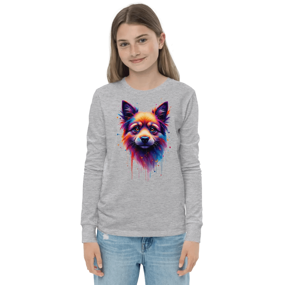 Vibrant Pup Portrait Youth Long Sleeve Tee product image (4)