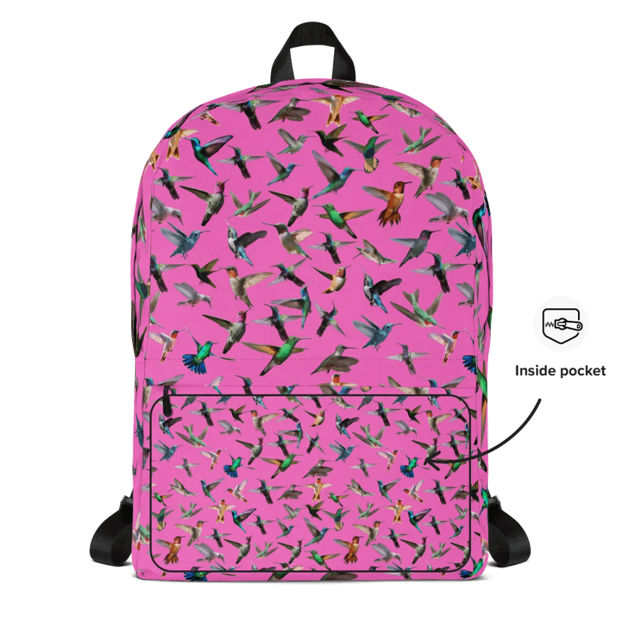 humming bird print backpack pink Backpack for young girls product image (10)