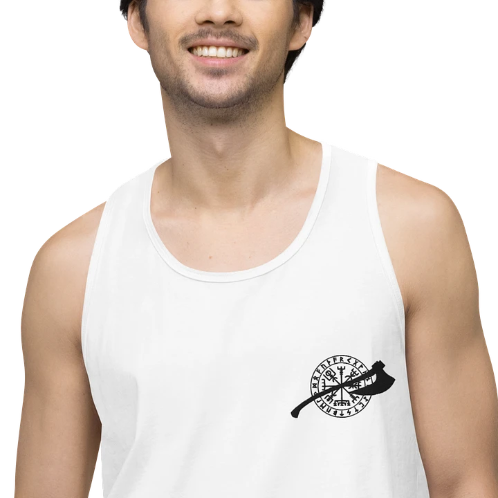 VEGVISIR & AXE - Tank Top Men Black Embroidery product image (1)