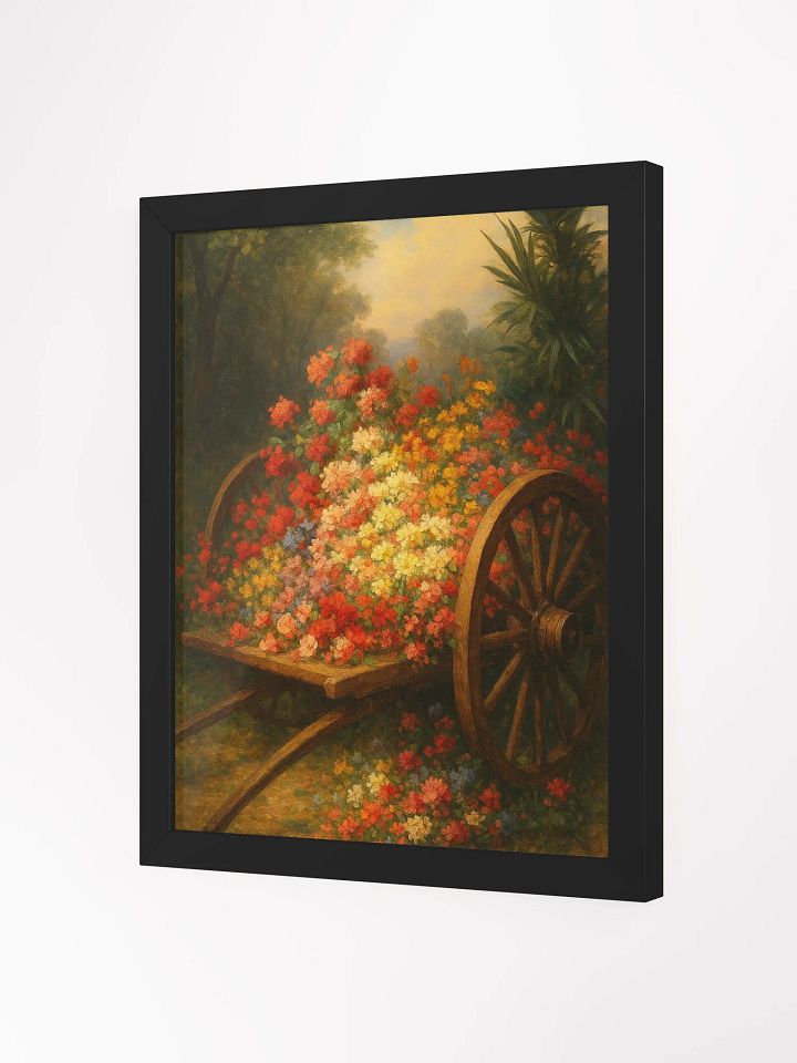 Rustic Floral Cart Wall Art – Romantic Oil Painting Style Wildflower Garden Print product image (10)