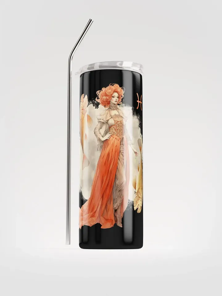 Pisces Zodiac Stainless Steel Tumbler: Embrace Celestial Vibes in Earthy Hues product image (1)