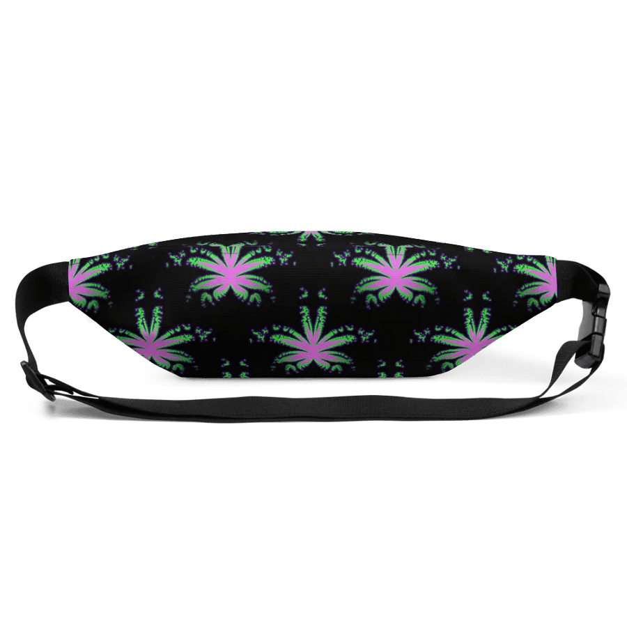 Cannabis Leaf 420 Fanny Pack, Pink Neon Green Black Stoner Bag, Weed Lover Accessory product image (3)