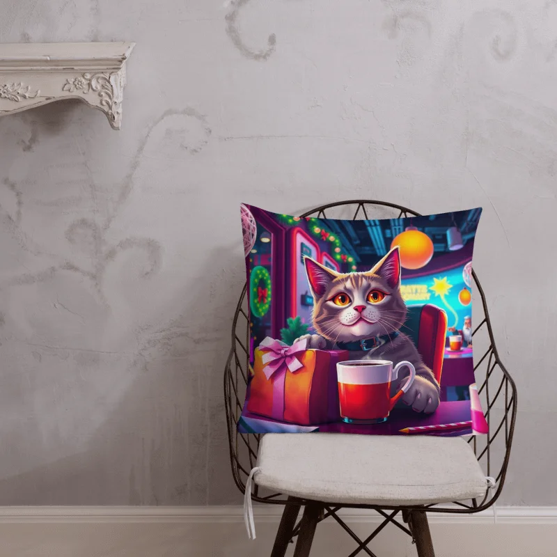 Pillow-Caffeinated Christmas Cat product image (2)